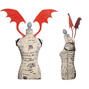 Red Leather Demon Wings | Devil Bat Wings Real Pigskin | Halloween Satan Costume | Adult Dragon Wings | Gothic Cosplay Props | Handmade