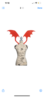 Red Leather Demon Wings | Devil Bat Wings Real Pigskin | Halloween Satan Costume | Adult Dragon Wings | Gothic Cosplay Props | Handmade