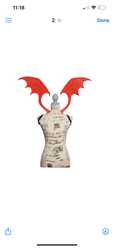 Red Leather Demon Wings | Devil Bat Wings Real Pigskin | Halloween Satan Costume | Adult Dragon Wings | Gothic Cosplay Props | Handmade