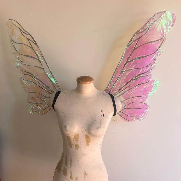 Pink/green Hollographic Fairy Wings 2