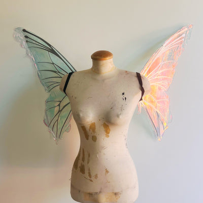 Pink/green Hollographic Fairy Wings mini