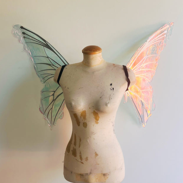 Pink/green Hollographic Fairy Wings mini