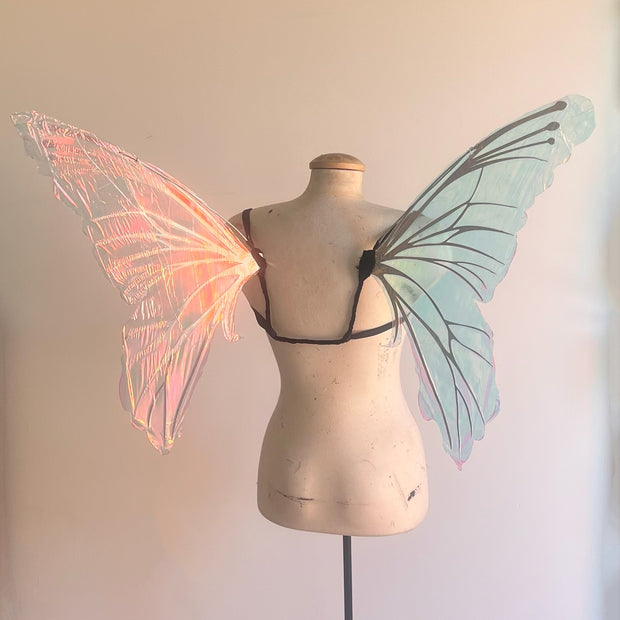 Pink/green Hollographic Fairy Wings mini