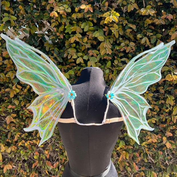 green pink blue iridescent fairy wing mini coachella burningman