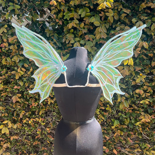 green pink blue iridescent fairy wing mini coachella burningman