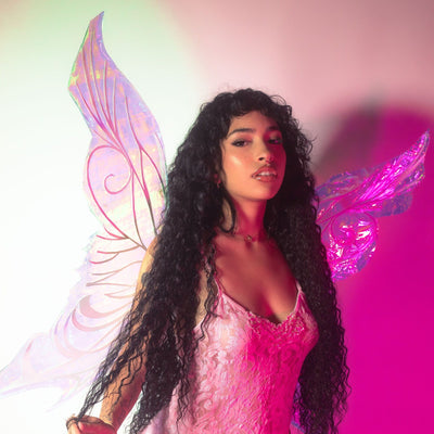 white green pink blue iridescent fairy wing