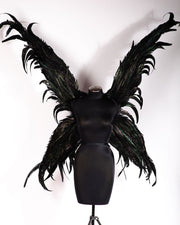 Black Large Celestial Handmade Custom Couture Rooster Feather Angel Wings - Victoria's Secret Inspired