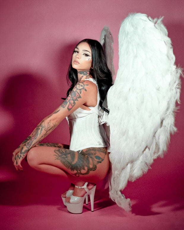 Handmade Custom Couture White Feather Ultra Deluxe Cupid Angel Wings - Victoria's Secret Inspired - as seen on Troye Sivan